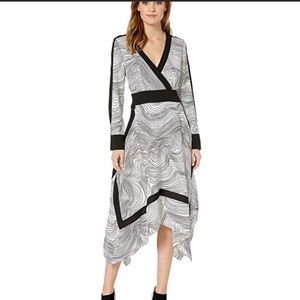 BCBGMAXAZRIA Faux Wrap Handkerchief Dress XXS